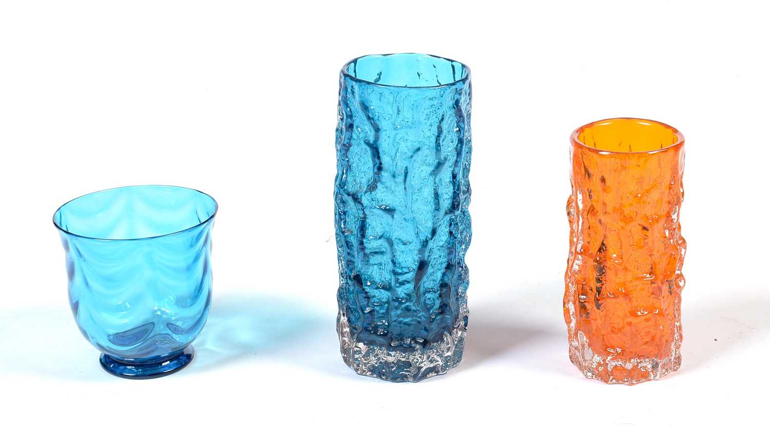 Three Whitefriars glass vases