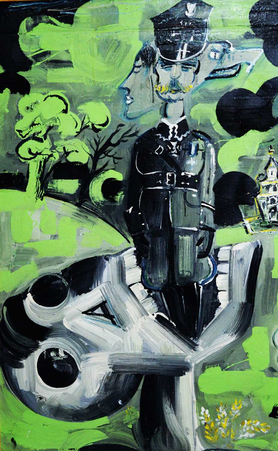 Antoni Sulek - Soldier Consumption / Grey Rhino | double-sided oil on board - Image 2 of 5