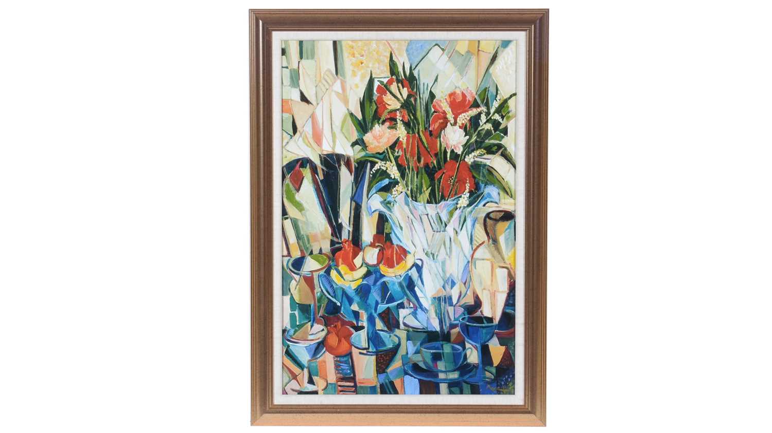 Sadegh Aref - Cubist Still Life with Poppies and Pomegranates | giclee