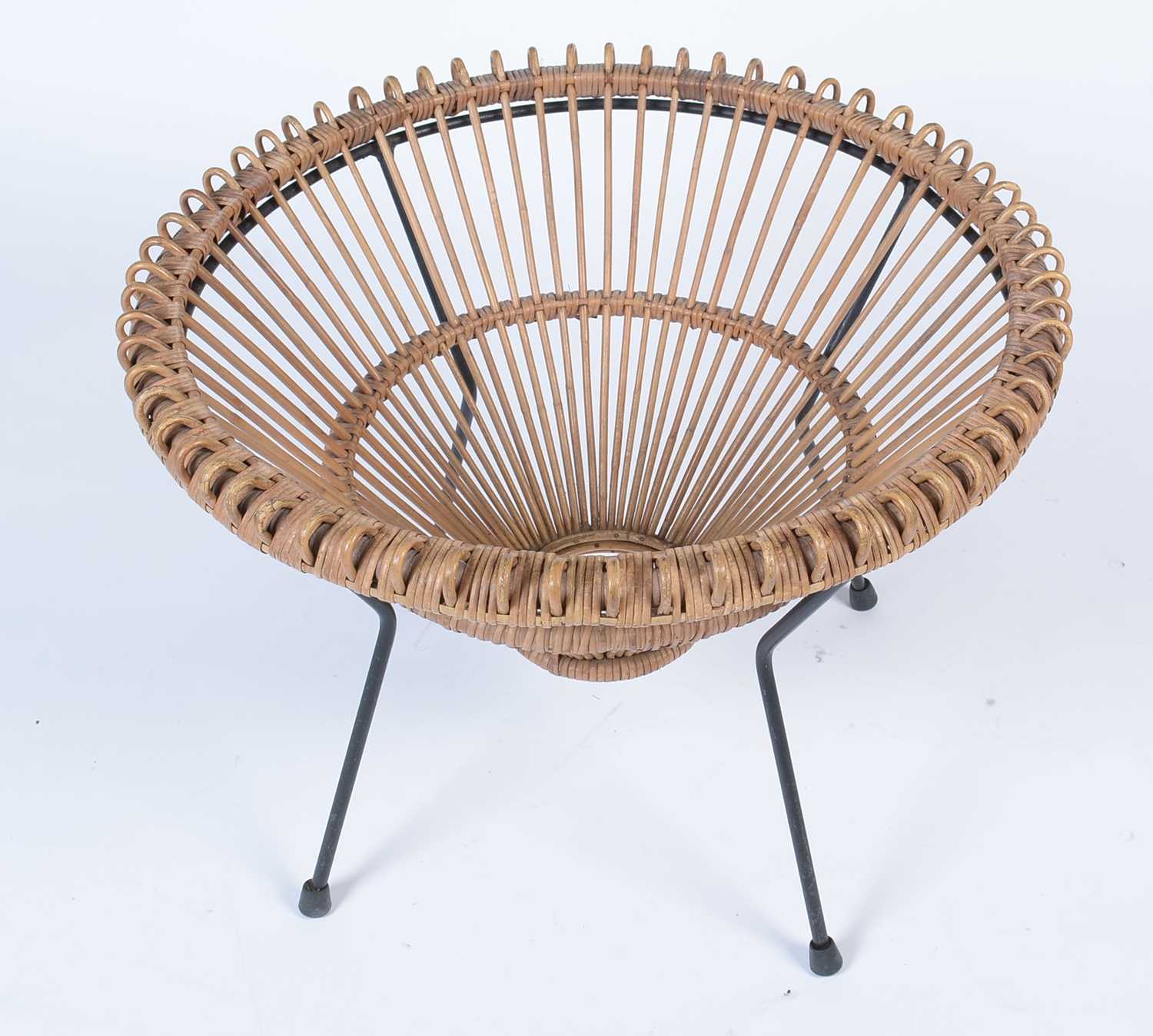 Franco Albini: a mid 20th Century rattan wrought metal coffee table. - Image 4 of 7