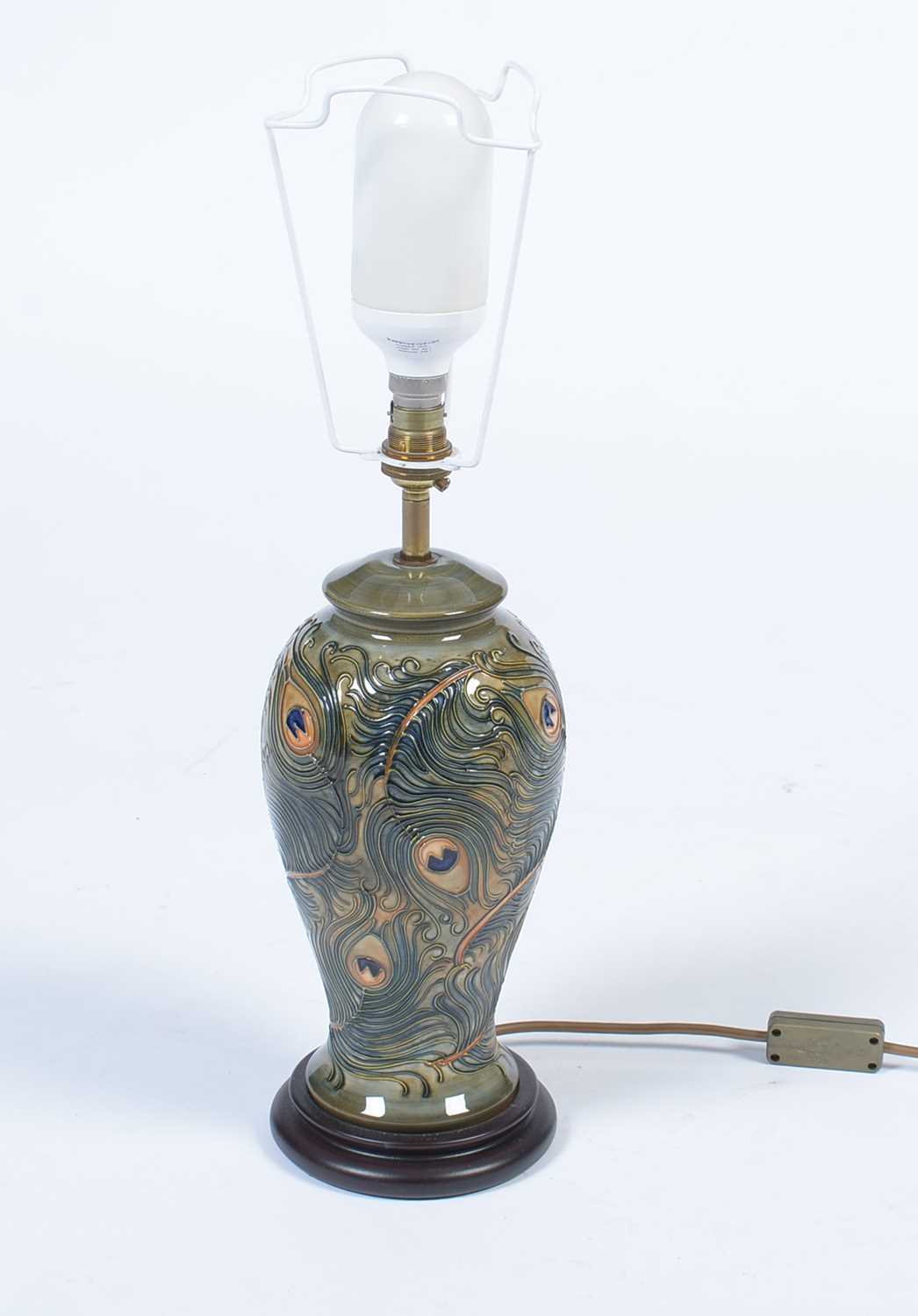 Moorcroft Peacock feather lamp base - Image 3 of 4