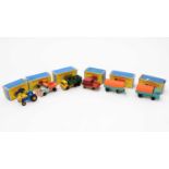 Six Matchbox Series diecast vehicles