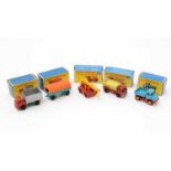 Five Matchbox Series diecast vehicles