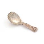 A Victorian silver Provincial caddy spoon.