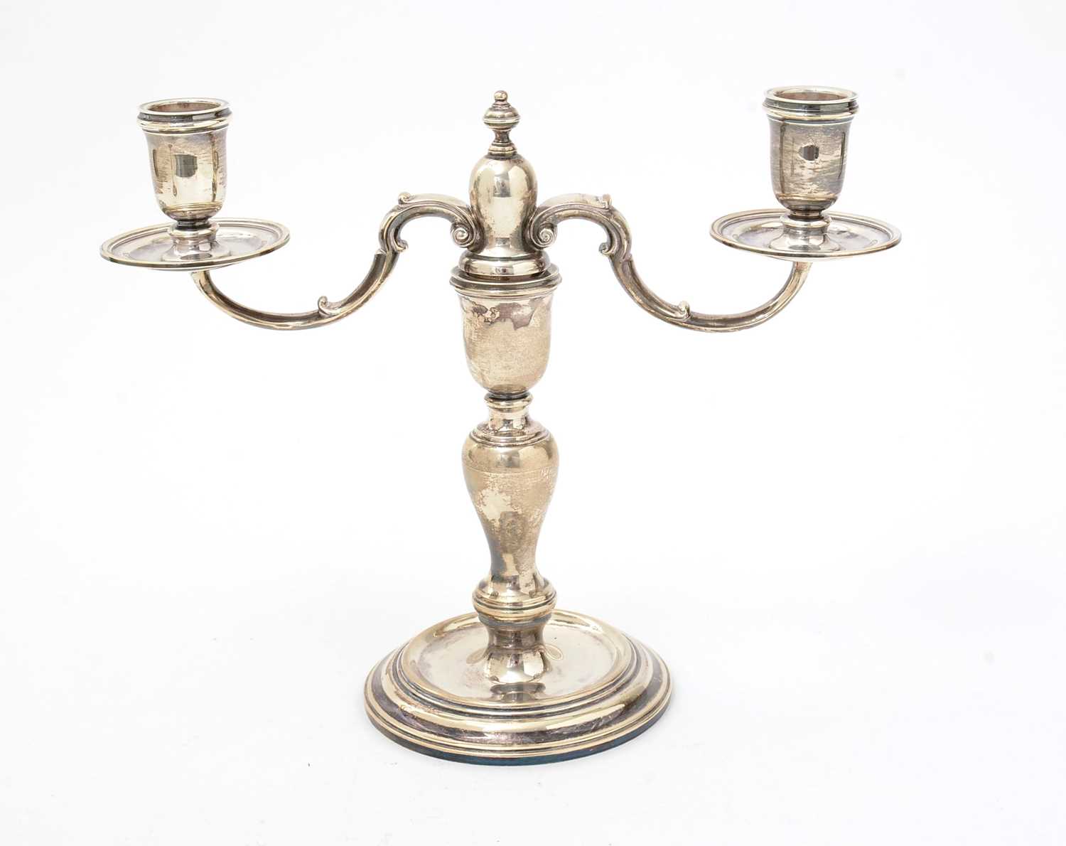 A pair of Elizabeth II silver twin light candelabra. - Image 2 of 4