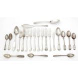 A small mixed lot of antique silver flatware and cutlery.
