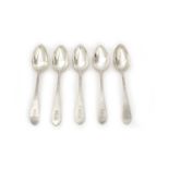 A set of five George III silver Scottish dessert spoons.