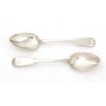 A pair of silver Scottish Provincial dessert spoons.