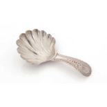 A George III silver caddy spoon.