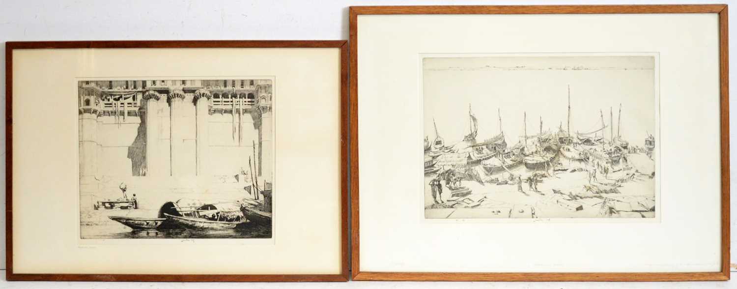 Ernest Stephen Lumsden - Boats and Palace, and Boats and Coolies | etchings