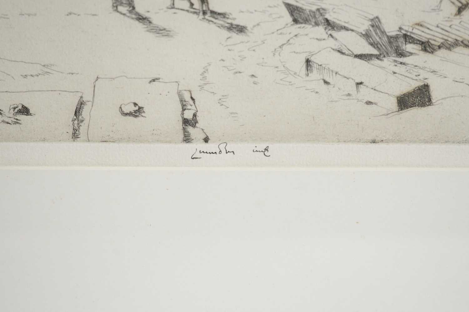 Ernest Stephen Lumsden - Boats and Palace, and Boats and Coolies | etchings - Image 5 of 5