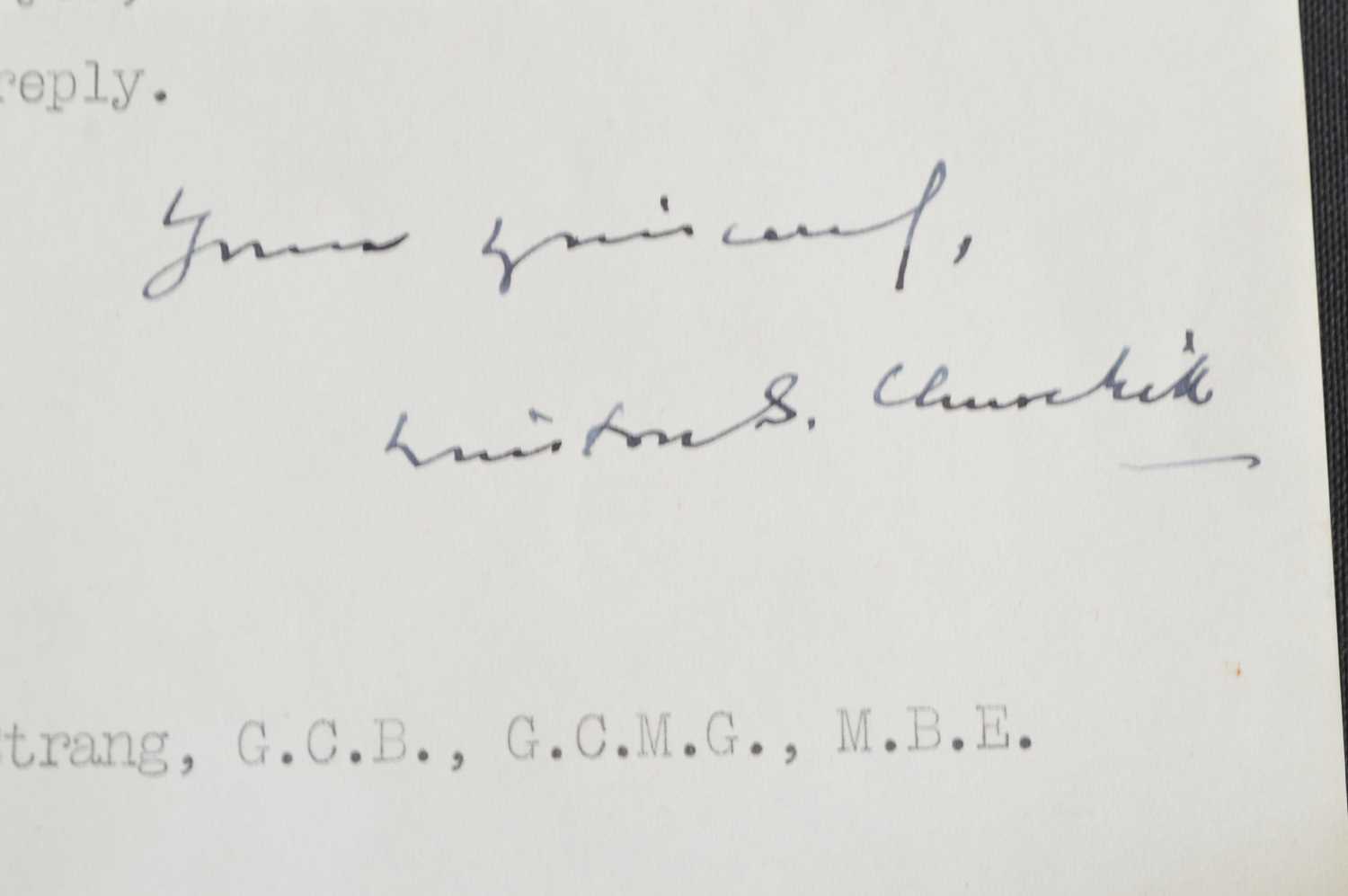 A typed letter from Winston S. Churchill to Sir William Strang, - Image 2 of 6