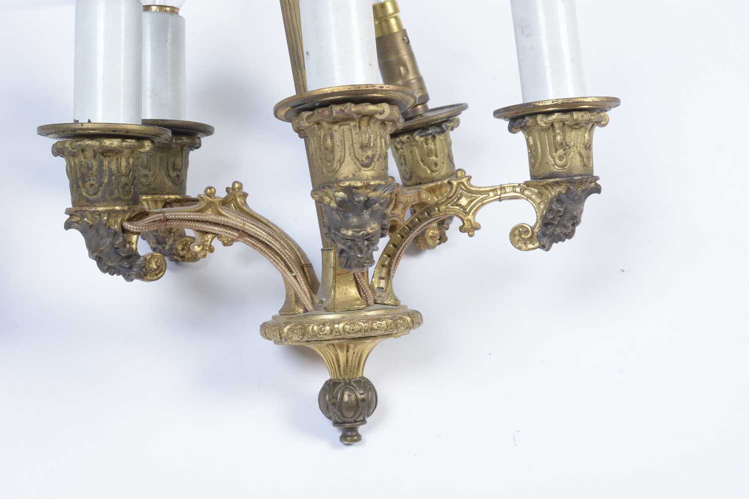 A pair of French Empire-style ormolu hanging wall lights and brackets - Image 7 of 7