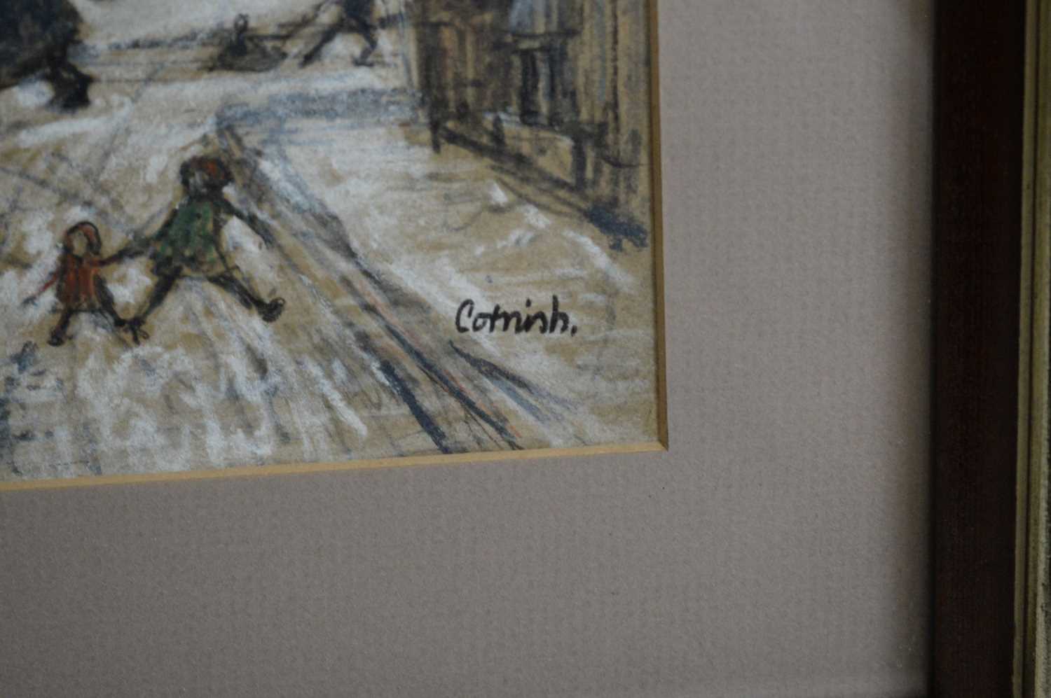 Norman Cornish - Street Scene with Snow | ink and pastel - Image 2 of 3