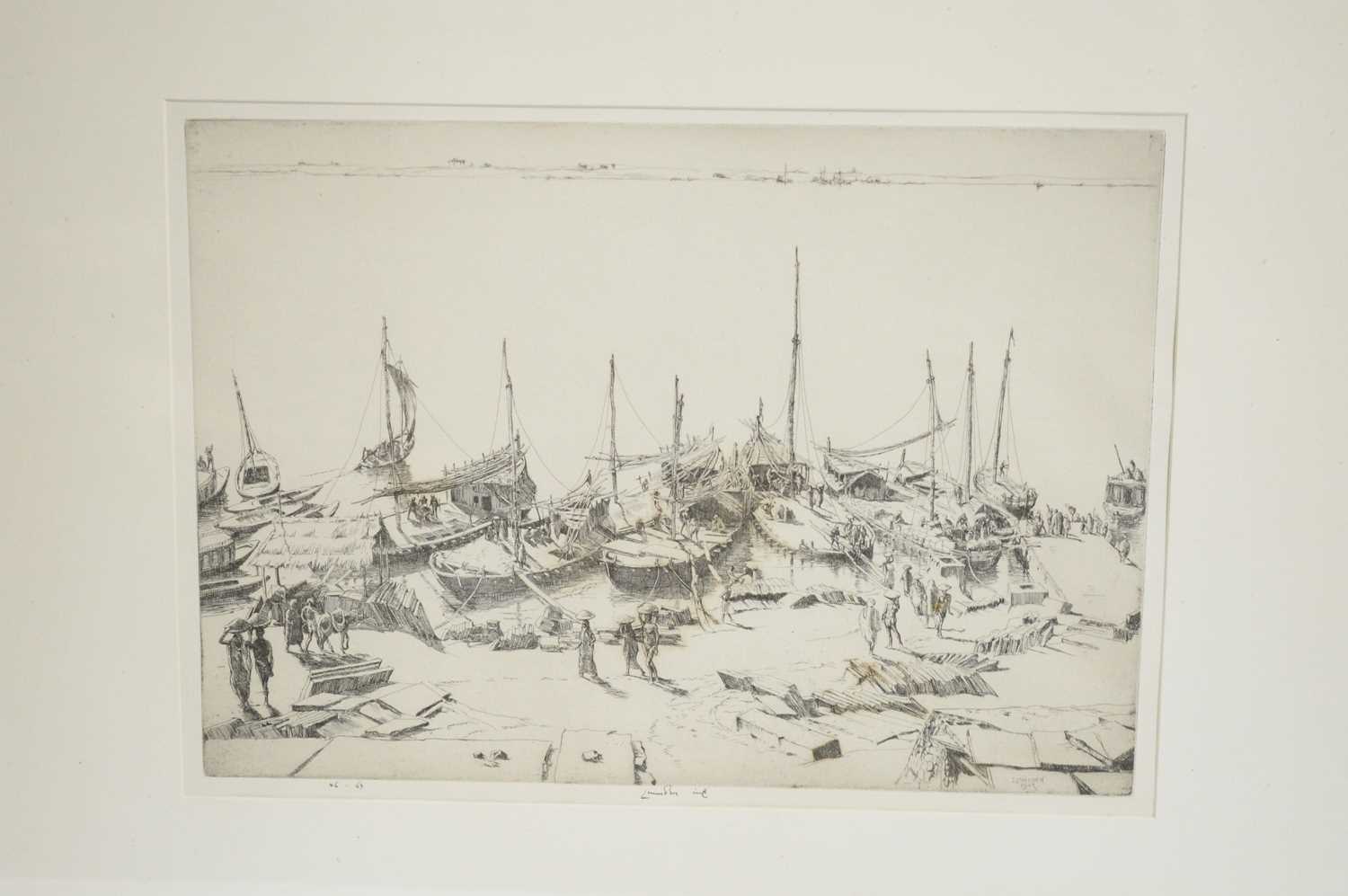 Ernest Stephen Lumsden - Boats and Palace, and Boats and Coolies | etchings - Image 3 of 5