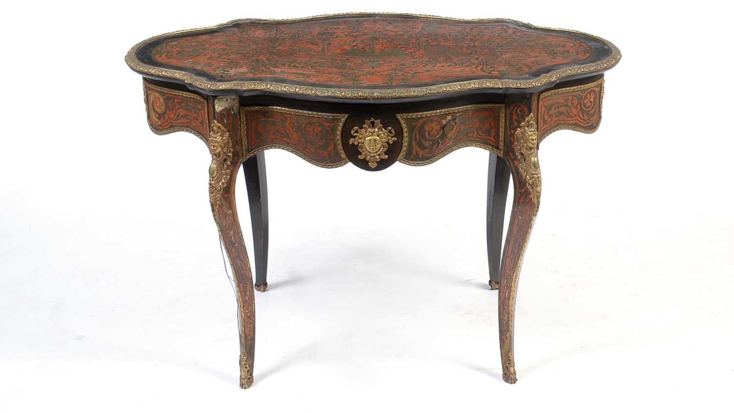 A 19th Century French ebonised and boullework centre table