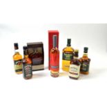 Seven bottles of American, Irish and Welsh Whiskey