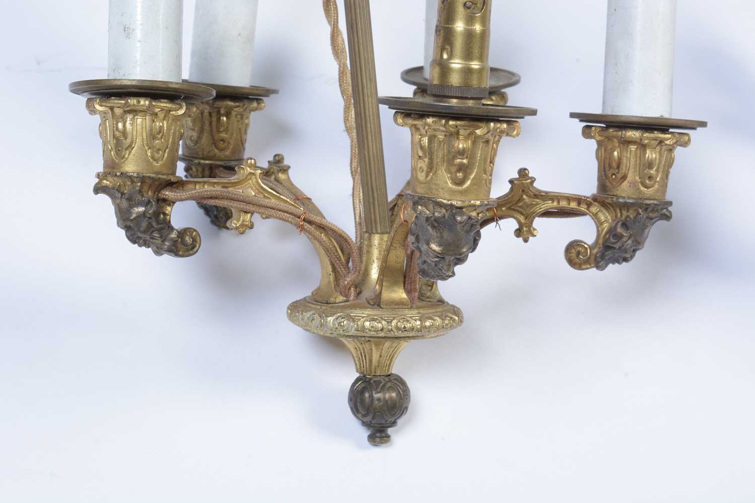 A pair of French Empire-style ormolu hanging wall lights and brackets - Image 6 of 7