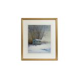 William Baker - Snow Dusted Shepherd's Hut | watercolour