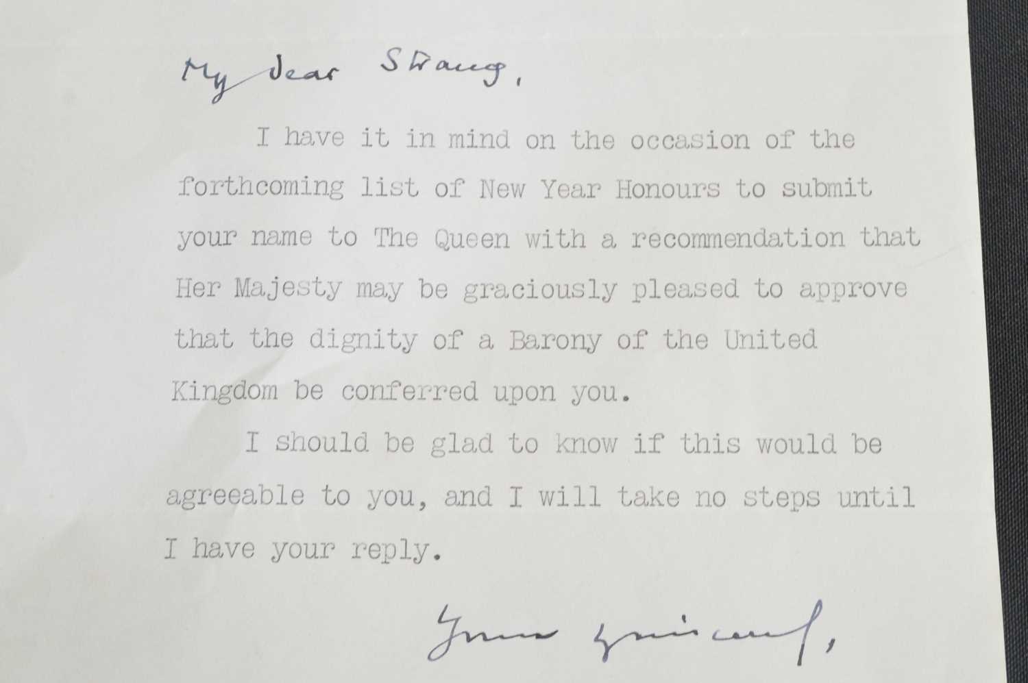 A typed letter from Winston S. Churchill to Sir William Strang, - Image 4 of 6