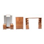 Heals - a retro vintage 20th Century limed oak bedroom suite