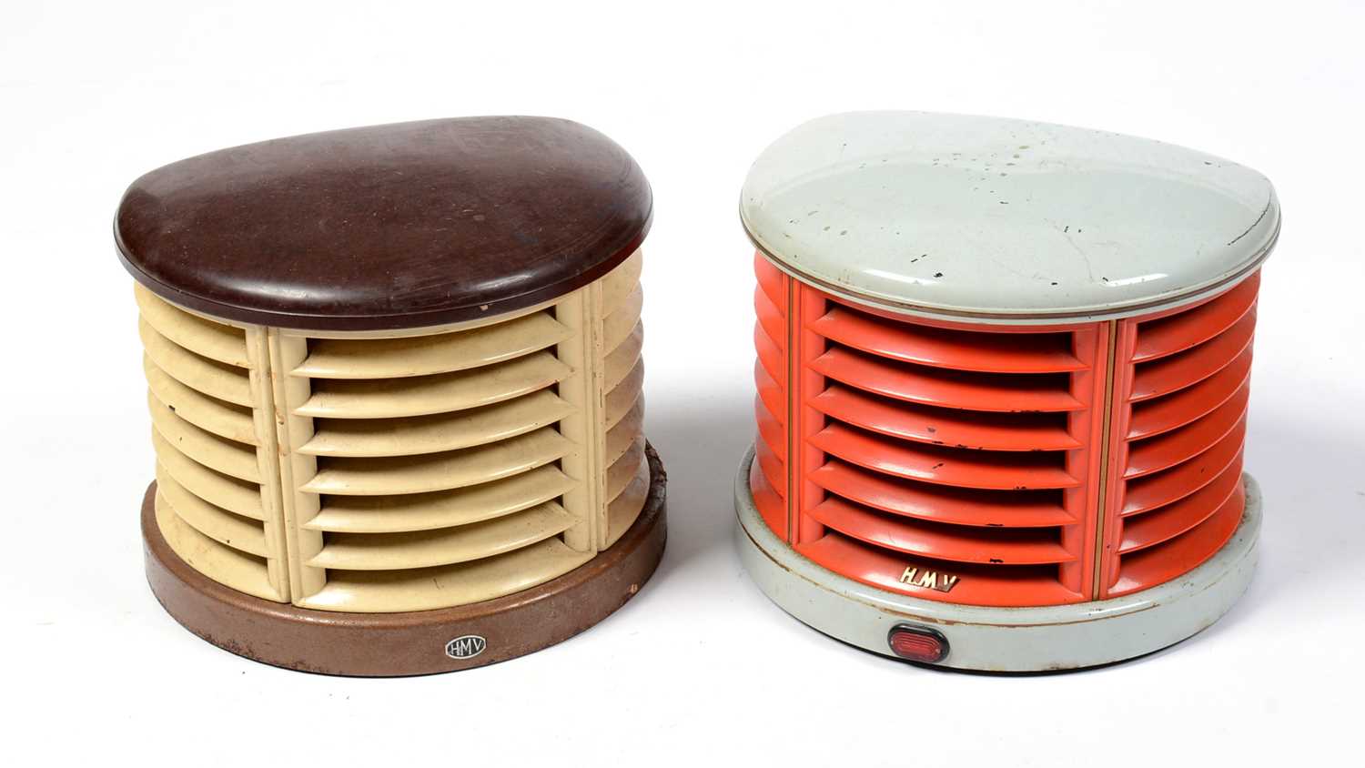 A retro vintage mid 20th Century circa 1950's HMV Cavendish heater lamp; and another.