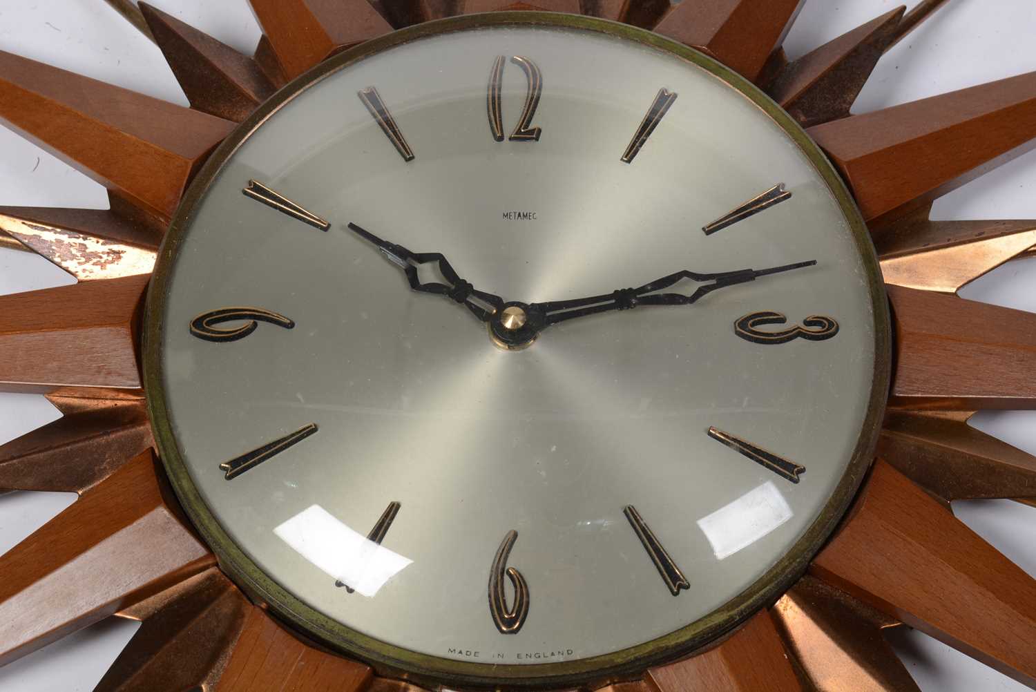 A retro vintage mid 20th Century circa 1960s Metamec sunburst / Atomic wall clock - Image 2 of 3