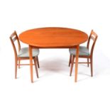 Lem Senge of Ringkbbing, Denmark: a retro vintage teak wood dining table and two dining chairs