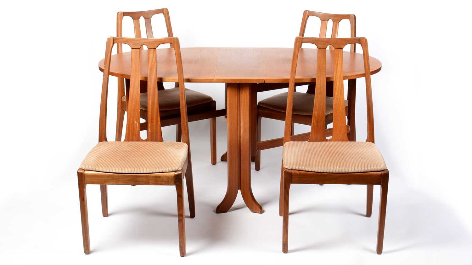 Nathan - British modern design, a retro vintage teak wood extendable dining table and chairs.