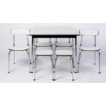 An original retro vintage 1970's Belgian Tavo dining table; four dining chairs and two stools