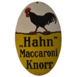 ﻿An enamel advertising sign, ﻿Hahn Maccaroni Knorr,
