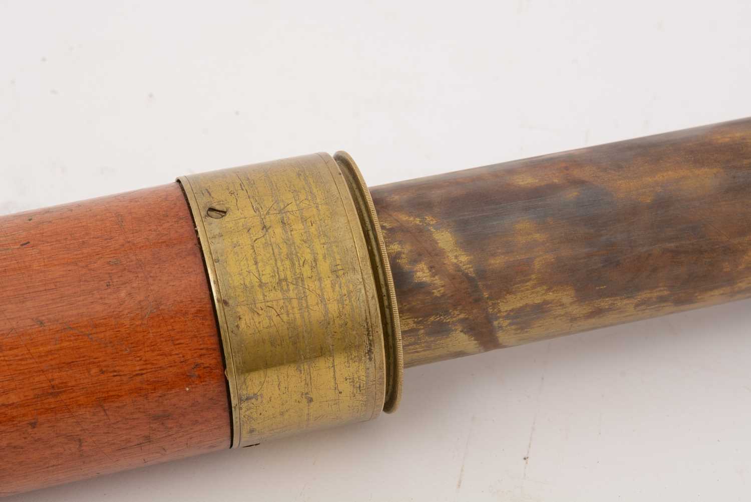 A 19th Century Victorian brass and mahogany three draw telescope - Image 6 of 6