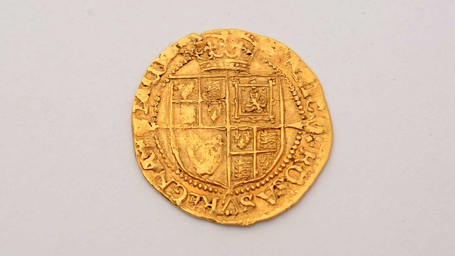 James I quarter Laurel hammered gold coin,
