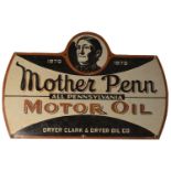 An enamel advertising sign, Mother Penn Motor Oil,