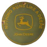 An enamel advertising sign, John Deere,