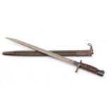 An American WWI Enfield rifle bayonet,