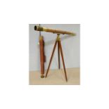 A large 19th Century Victorian two draw brass and Leather telescope by Whyte & Thomson
