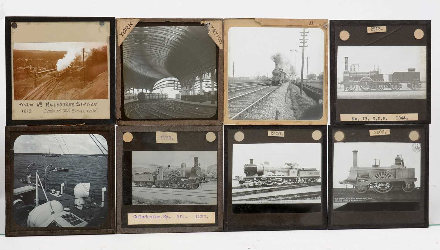 A collection of early 20th Century magic lantern slides comprising of Railway related slides - Image 2 of 4