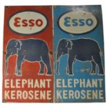 ﻿Two enamel advertising sign, Elephant Kerosene,