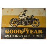 A rare pictorial enamel advertising sign, Goodyear Motorcycle Tires,