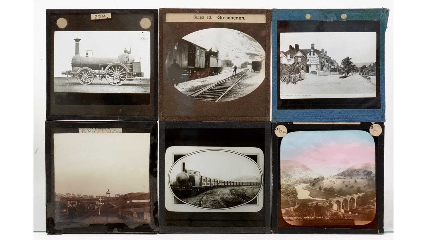 A collection of early 20th Century magic lantern slides comprising of Railway related slides