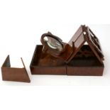 An unusual late 19th Century burr walnut and mahogany table-top stereoscope and slide viewer