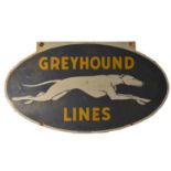 An enamel advertising sign, Greyhound Lines,