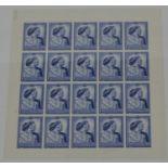 GB GVI 1948 Royal Silver Wedding £1 full sheet of twenty stamps,