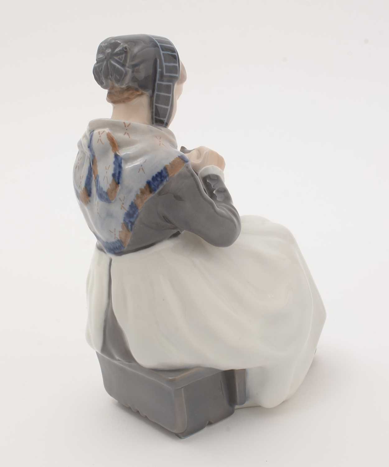 Royal Copenhagen figure Amager Girl Sewing - Image 5 of 9