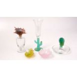 Daum scent bottle, goblet and three dishes