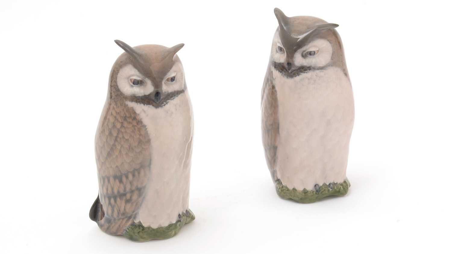 Two Royal Copenhagen Long Eared Owls