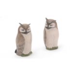 Two Royal Copenhagen Long Eared Owls