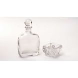 Daum clear glass decanter and pestle and mortar