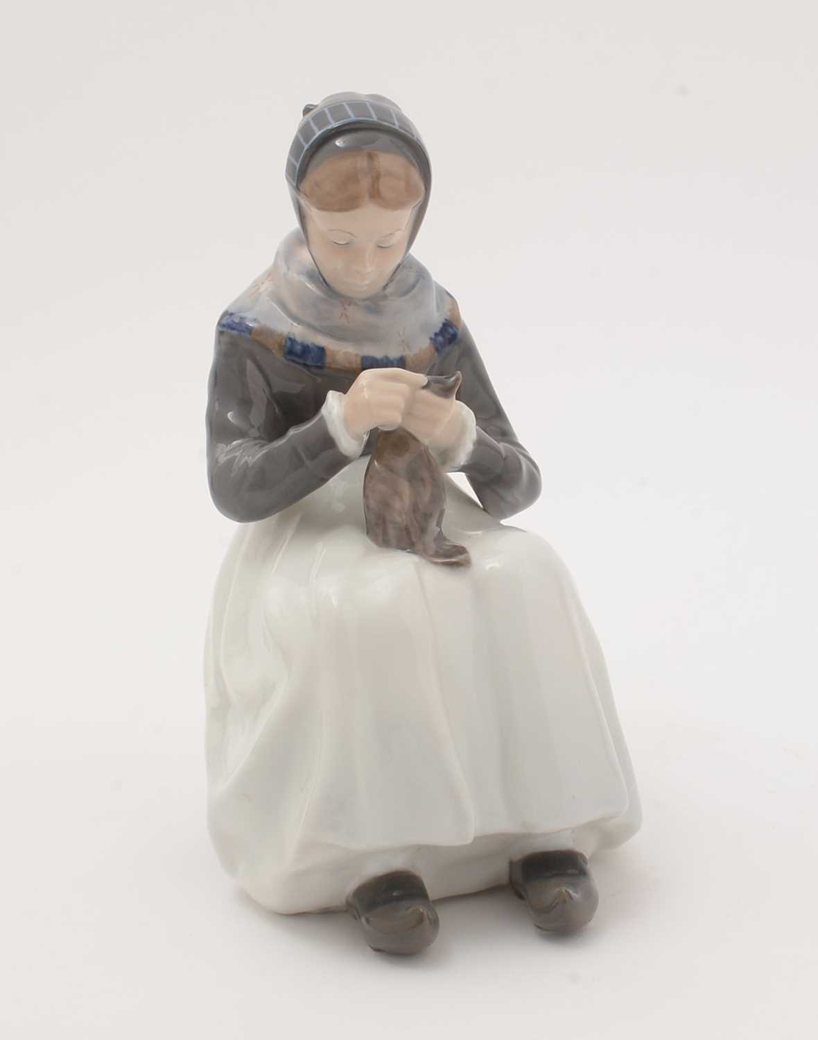 Royal Copenhagen figure Amager Girl Sewing - Image 2 of 9